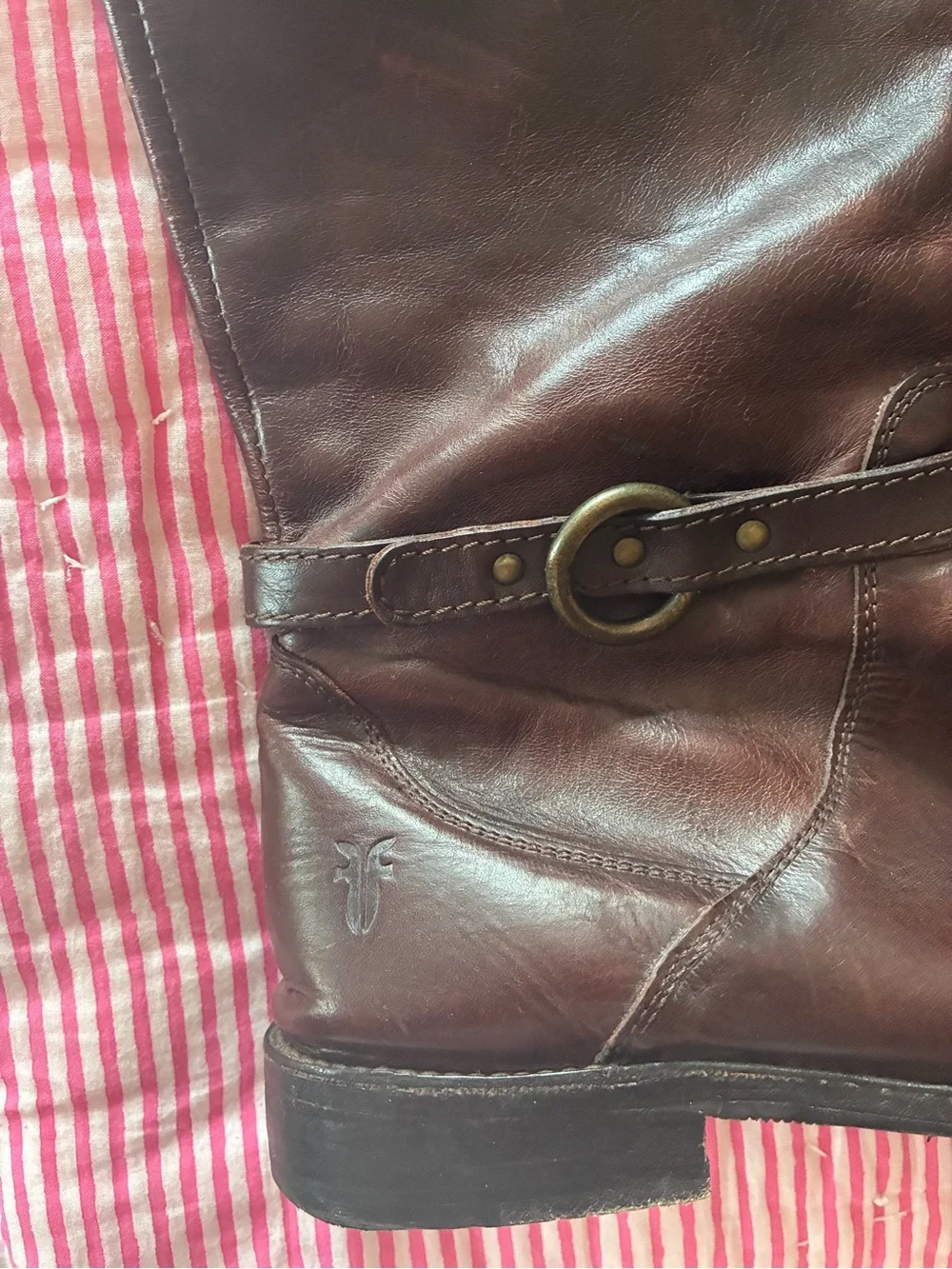 FRYE Women's Brown Leather Boots with Strap Detail perfect condition